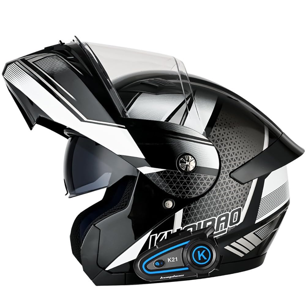 Bluetooth Motorradhelm, Klapphelm Motorrad Modularer Helm mit Doppelvisier, ECE Genehmigte Rollerhelm Racing Helm Motocross Helm for Damen und Herren von Beyswage