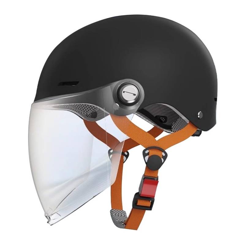 Halbschalenhelm Sturzhelm Erwachsener Motorradhelm mit Visier Verstellbarer Kopfumfang Erwachsene Herren Damen Chopper Mopedhelm Rollerhelm Bobber Baseball Halbschale Jet-Helm von Beyswage