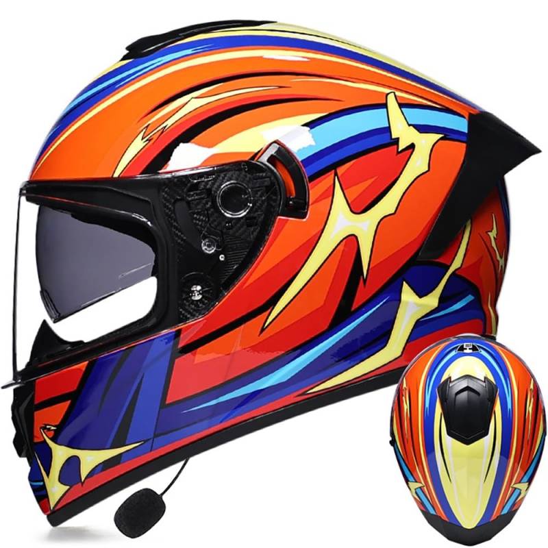 Integral-Motorradhelm mit Bluetooth, Straßenradhelm, Renn-Motocross-Helme, mit Mehreren Belüftungsöffnungen, DOT/ECE-Zulassung, für Erwachsene Männer und Frauen von Beyswage