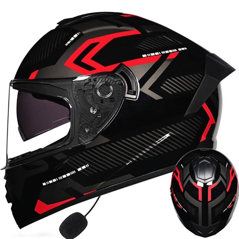 Integral-Motorradhelm mit Bluetooth, Straßenradhelm, Renn-Motocross-Helme, mit Mehreren Belüftungsöffnungen, DOT/ECE-Zulassung, für Erwachsene Männer und Frauen von Beyswage