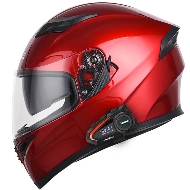 Integralhelm Helm Motorradhelm, Integraler Motorrad-Bluetooth-Helm mit Sonnenblende, DOT/ECE-Zulassung Integrierter Klapphelm, Multifunktionshelm für Erwachsene Männer und Frauen von Beyswage