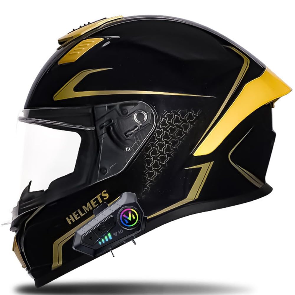 Integralhelm Motorradhelm mit Bluetooth, Integriert Klapphelm mit Sonnenblende, ECE Zertifiziert Herren Touring Street Mopedhelm Scooter Chopper Helm, Motorradhelm Herren von Beyswage