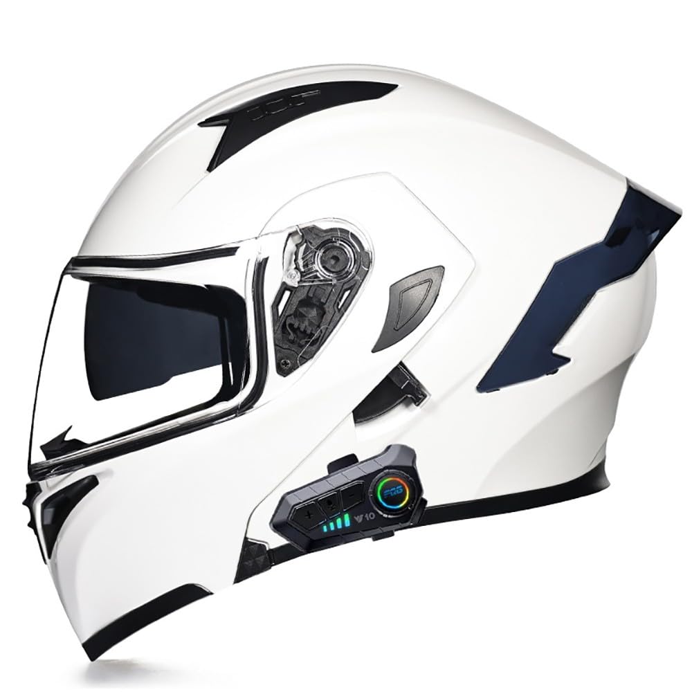 Klapphelm mit Bluetooth, Motorradhelm Modularer Helm mit Doppelvisier, ECE Zertifiziert Integralhelm mit Mikrofon für Automatische Reaktion, Motorrad Helm für Herren Damen von Beyswage