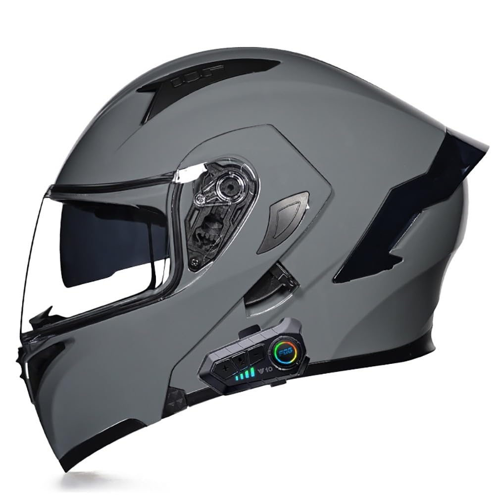 Klapphelm mit Bluetooth, Motorradhelm Modularer Helm mit Doppelvisier, ECE Zertifiziert Integralhelm mit Mikrofon für Automatische Reaktion, Motorrad Helm für Herren Damen von Beyswage