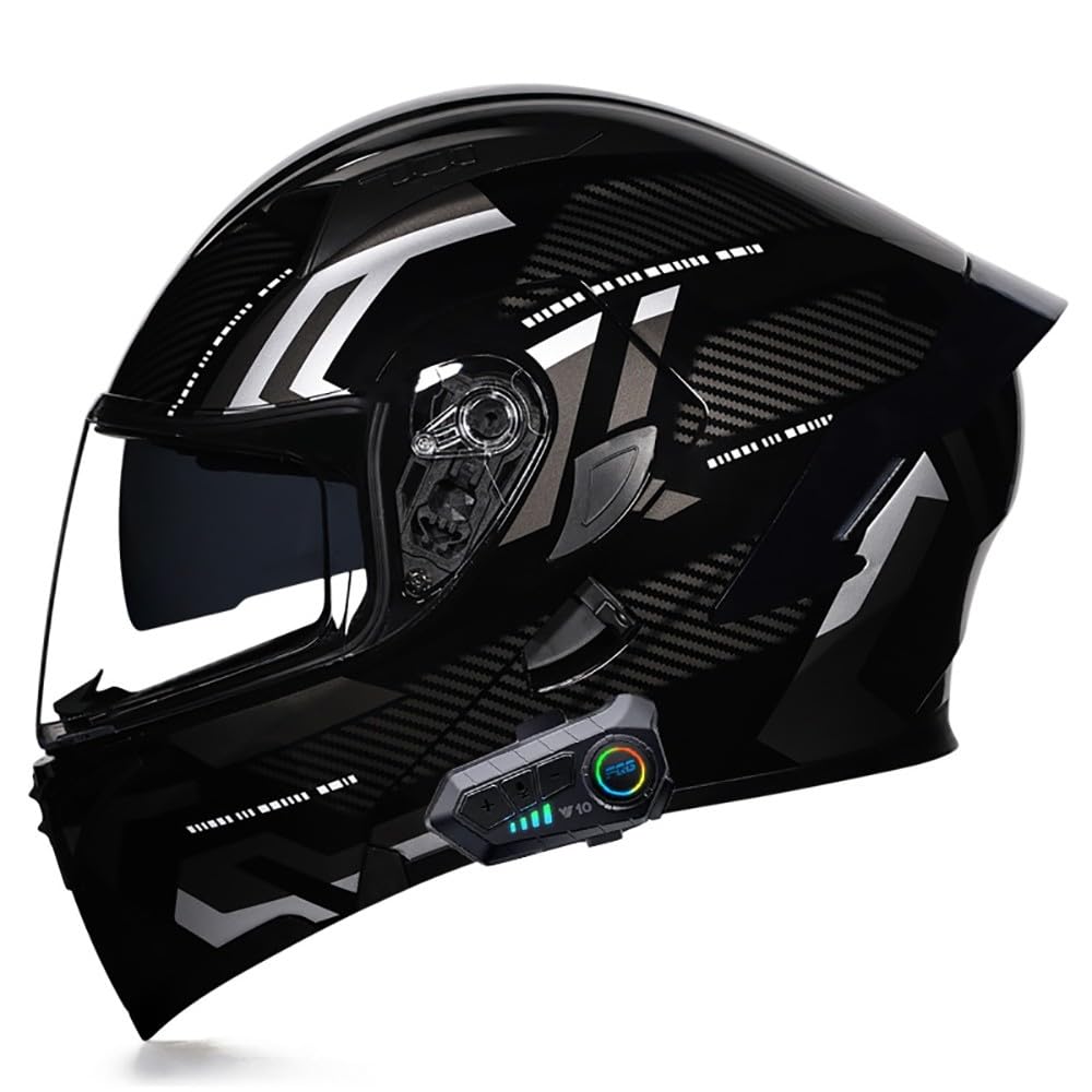 Klapphelm mit Bluetooth, Motorradhelm Modularer Helm mit Doppelvisier, ECE Zertifiziert Integralhelm mit Mikrofon für Automatische Reaktion, Motorrad Helm für Herren Damen von Beyswage