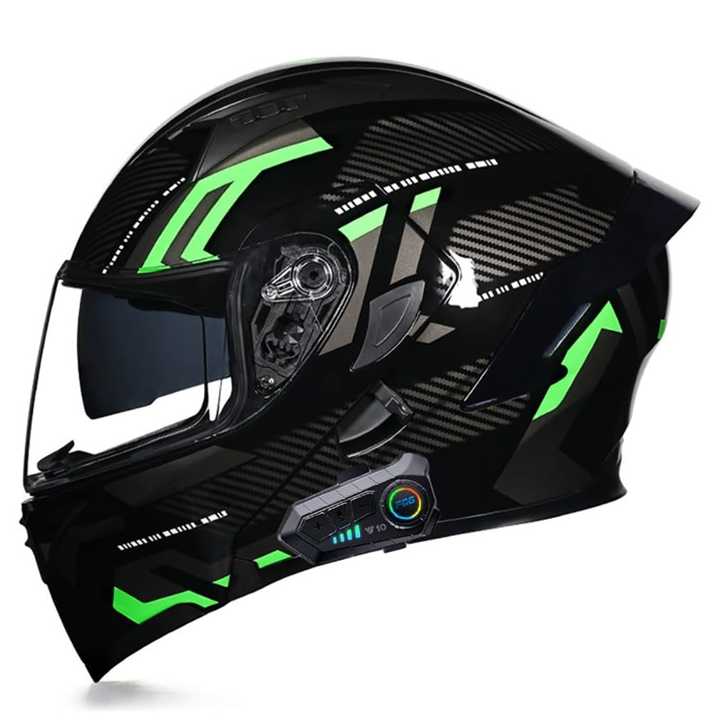 Klapphelm mit Bluetooth, Motorradhelm Modularer Helm mit Doppelvisier, ECE Zertifiziert Integralhelm mit Mikrofon für Automatische Reaktion, Motorrad Helm für Herren Damen von Beyswage