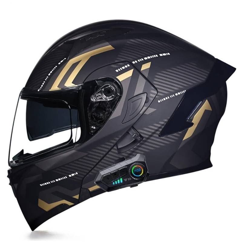 Klapphelm mit Bluetooth, Motorradhelm Modularer Helm mit Doppelvisier, ECE Zertifiziert Integralhelm mit Mikrofon für Automatische Reaktion, Motorrad Helm für Herren Damen von Beyswage