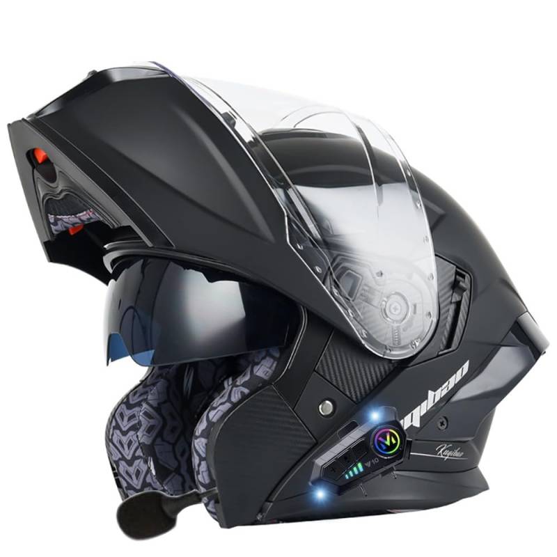 Klapphelm mit Bluetooth, Motorradhelm Modularer Helm mit Doppelvisier, Roller Helm Sturzhelm ECE Zertifiziert, Integralhelm Mopedhelm Racing Helm für Erwachsene Männer Frauen von Beyswage