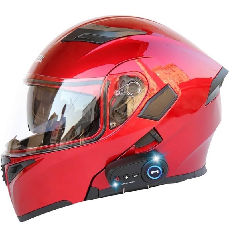 Motorrad-Helm Klapphelm Integralhelme mit Bluetooth, Motorradhelm Modular Flip Up Front mit Doppelvisier und Mikrofon, ECE Zertifiziert, Klapphelm Motorrad Herren und Damen von Beyswage