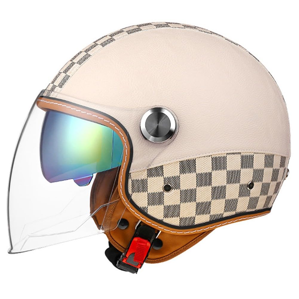 Motorradhelm Rollerhelm Retro Helm Motorrad Mit Doppelbrille Herausnehmbares Futter Chopper Helm Mit ECE Zulassung Motorradhelm Halbschale Für Erwachsener Herren Damen von Beyswage