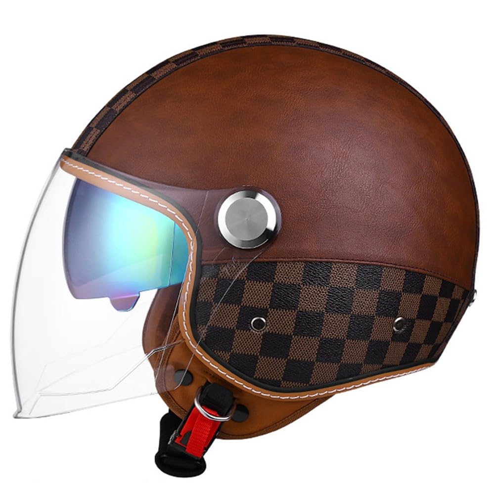 Motorradhelm Rollerhelm Retro Helm Motorrad Mit Doppelbrille Herausnehmbares Futter Chopper Helm Mit ECE Zulassung Motorradhelm Halbschale Für Erwachsener Herren Damen von Beyswage