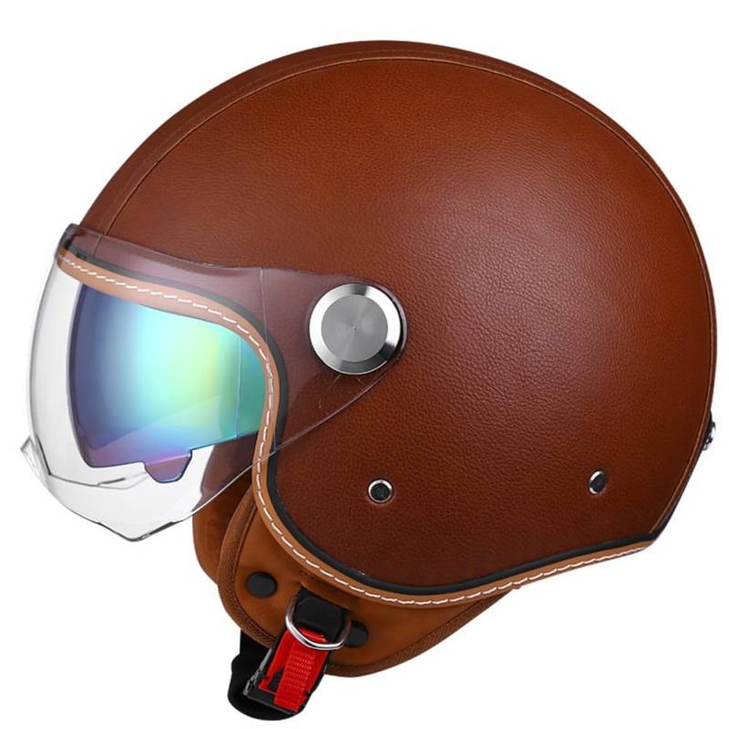 Motorradhelm Rollerhelm Retro Helm Motorrad Mit Doppelbrille Herausnehmbares Futter Chopper Helm Mit ECE Zulassung Motorradhelm Halbschale Für Erwachsener Herren Damen von Beyswage