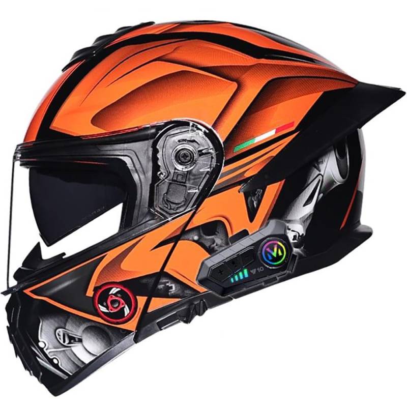 Motorradhelm mit Bluetooth, Klapphelm Modularer Helm mit Doppelvisier, ECE-geprüfter Sturzhelm Erwachsene Damen und Herren, mit Lautsprechermikrofon Geräuschunterdrückung von Beyswage