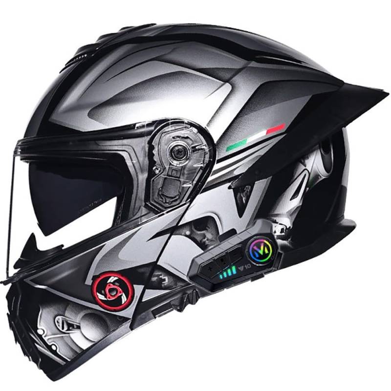 Motorradhelm mit Bluetooth, Klapphelm Modularer Helm mit Doppelvisier, ECE-geprüfter Sturzhelm Erwachsene Damen und Herren, mit Lautsprechermikrofon Geräuschunterdrückung von Beyswage