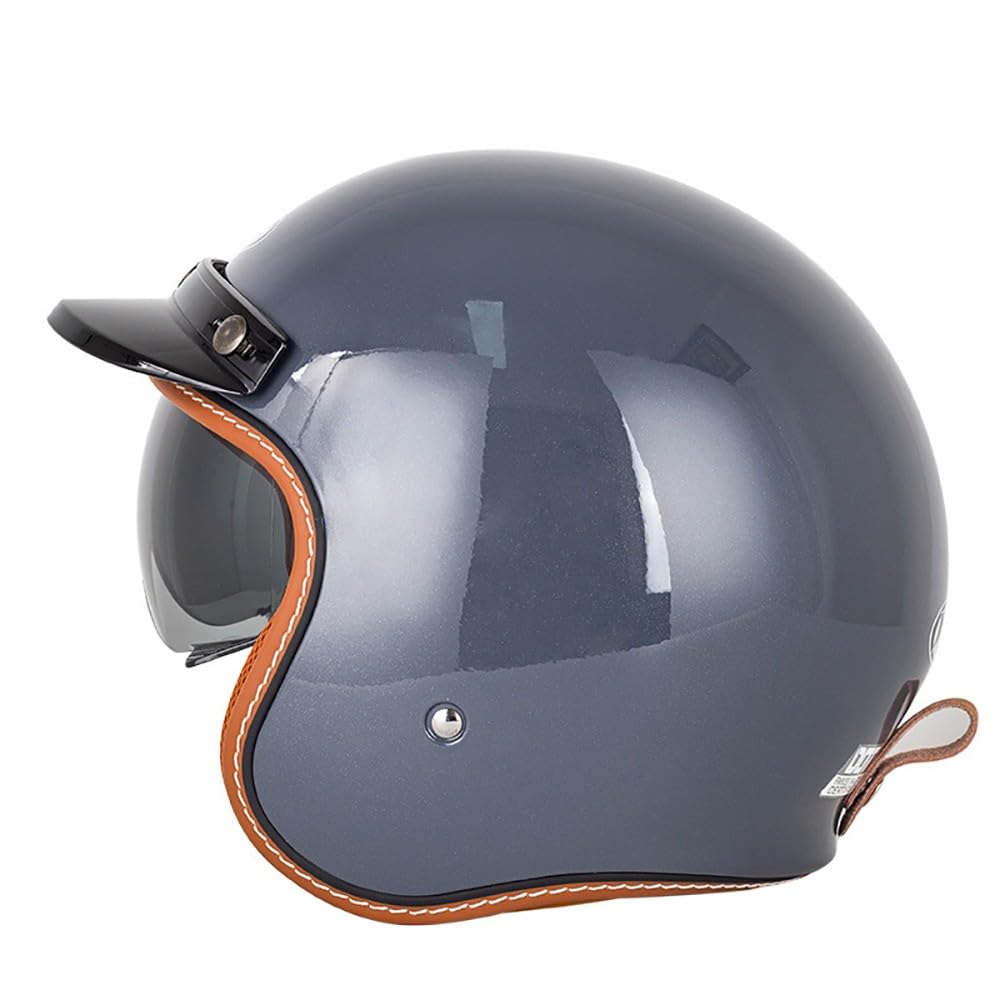 Retro Motorrad Motorradhelm, Motorrad Jethelm 3/4 mit Visier, ECE-Zertifiziert für Herren und Damen - Ideal für Vespa, Moped, Mofa, Scooter und Roller, Halbschalenhelm von Beyswage