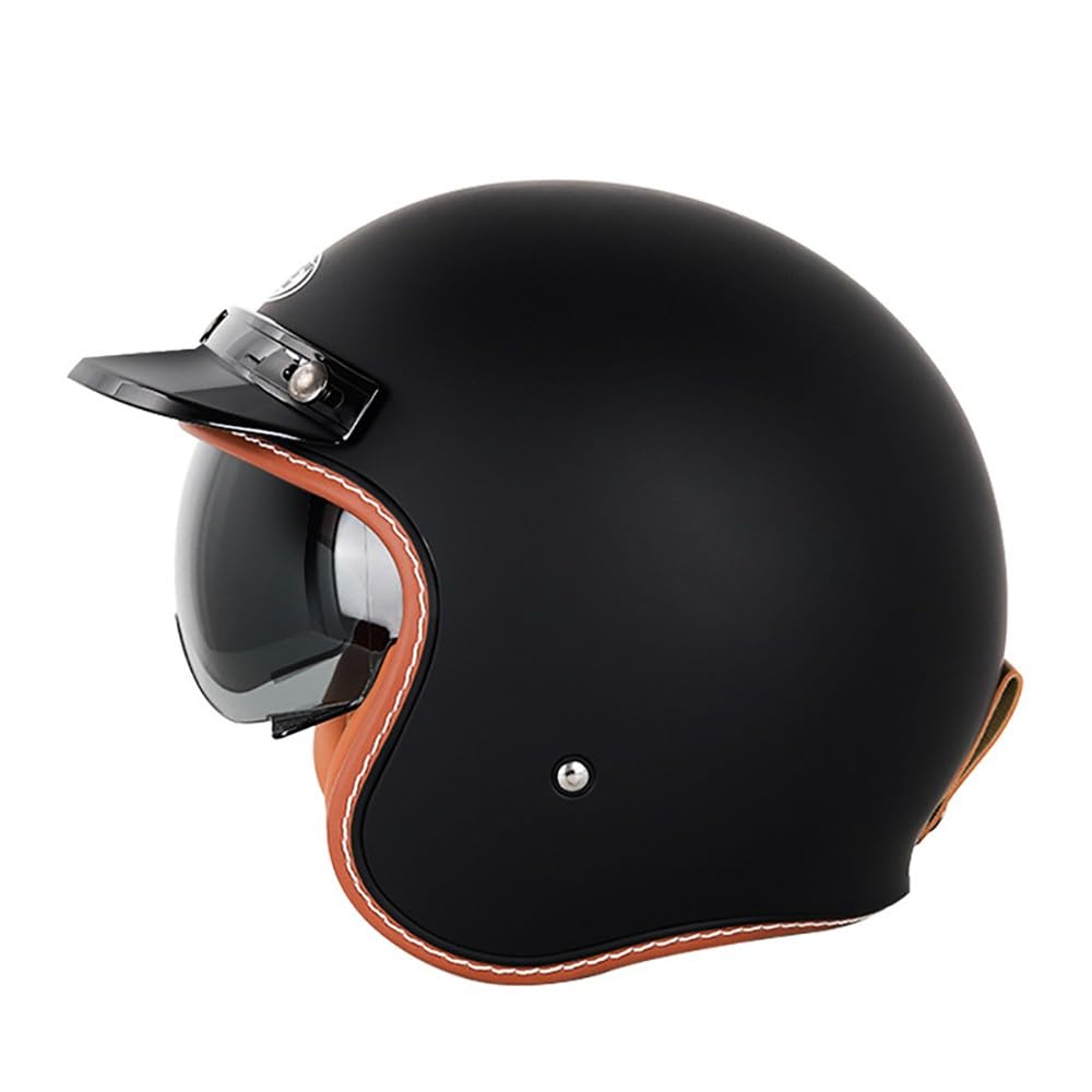 Retro Motorrad Motorradhelm, Motorrad Jethelm 3/4 mit Visier, ECE-Zertifiziert für Herren und Damen - Ideal für Vespa, Moped, Mofa, Scooter und Roller, Halbschalenhelm von Beyswage