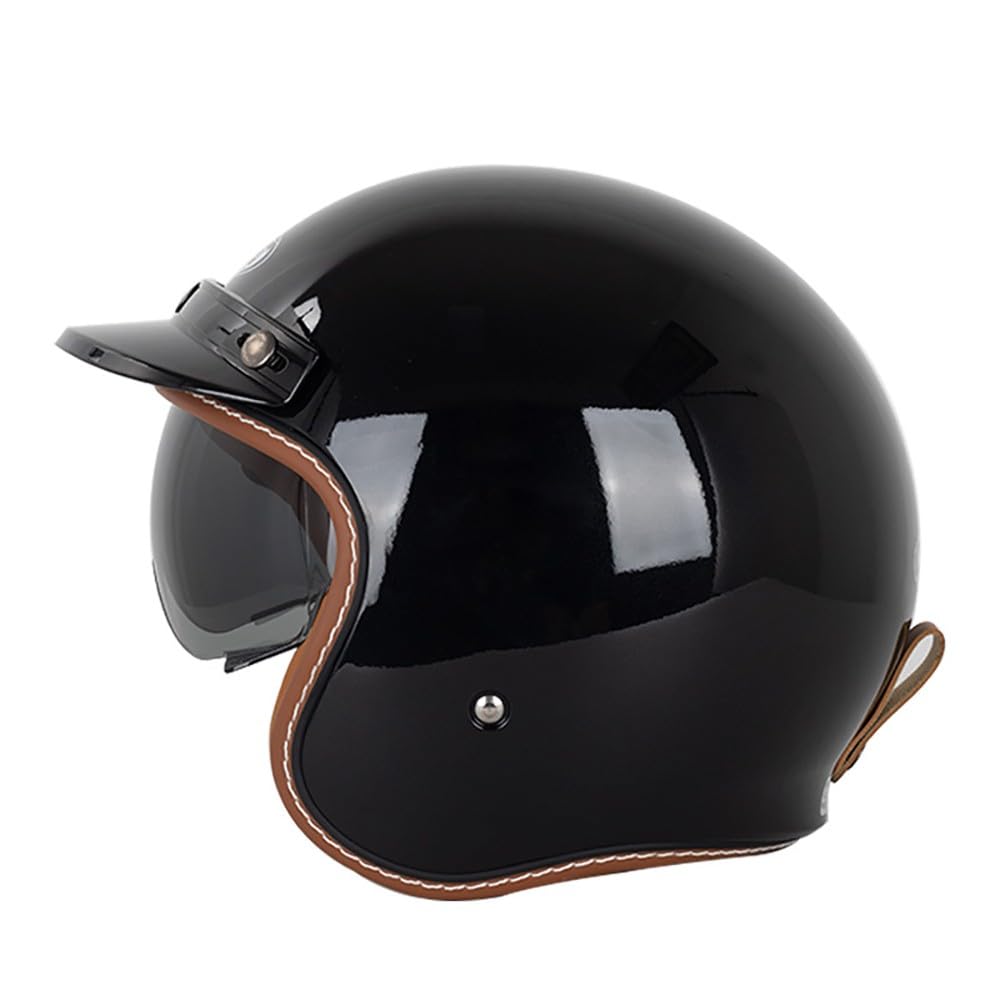 Retro Motorrad Motorradhelm, Motorrad Jethelm 3/4 mit Visier, ECE-Zertifiziert für Herren und Damen - Ideal für Vespa, Moped, Mofa, Scooter und Roller, Halbschalenhelm von Beyswage