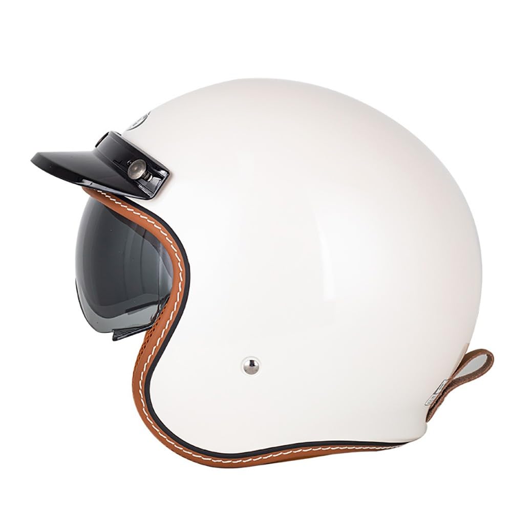 Retro Motorrad Motorradhelm, Motorrad Jethelm 3/4 mit Visier, ECE-Zertifiziert für Herren und Damen - Ideal für Vespa, Moped, Mofa, Scooter und Roller, Halbschalenhelm von Beyswage