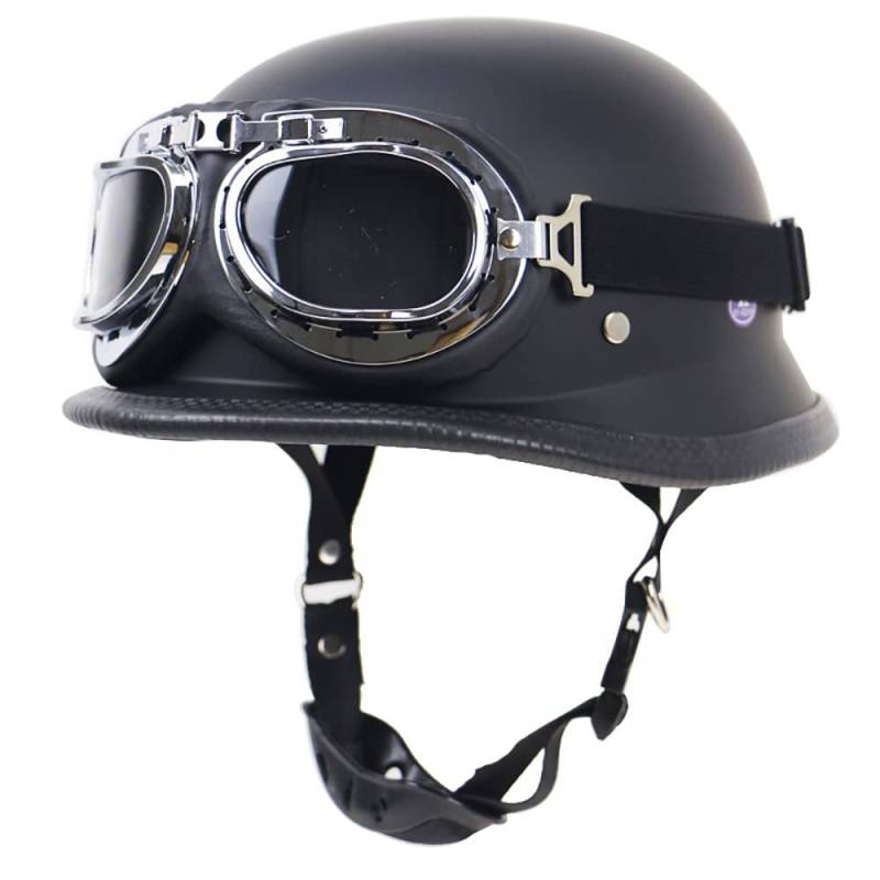 Retro Motorradhelm, DOT/ECE-Zulassung Cruiser Scooter Halbschale Jet-Helm mit Schutzbrille, Offenem Helm für Erwachsen Frauen und Herren, für Moped Biker Roller-Helm (55~64CM) von Beyswage