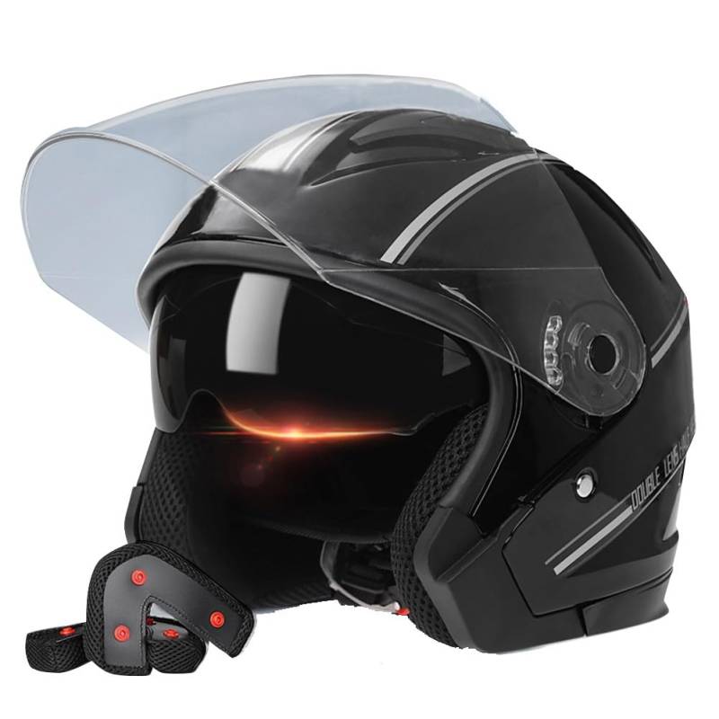 Roller Helm Jet Helm Mopedhelm Doppelvisier Robust Komfortabel Hat Den Verkehrssicherheitstest Bestanden Um Die Kopfsicherheit Wirksam Zu Schützen Herren und Damen ECE Zertifiziert von Beyswage