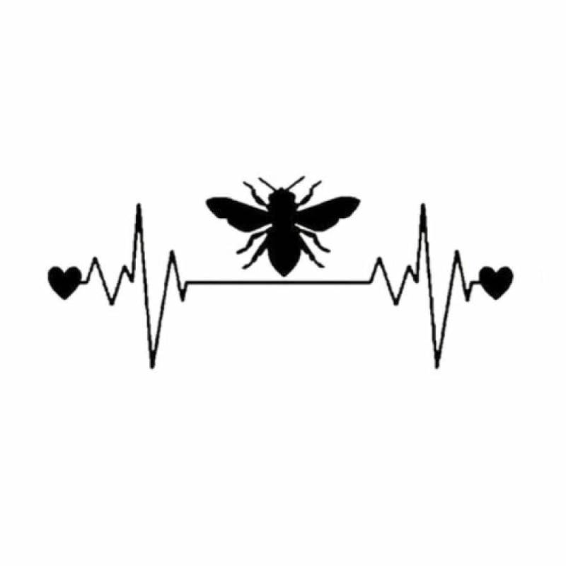 Bhysfenhgttvv 3 stücke Autoaufkleber15CM * 6,2 cm Biene Lifeline Heartbeat Honey Bee Vinyl Autoaufkleber Schwarz von Bhysfenhgttvv