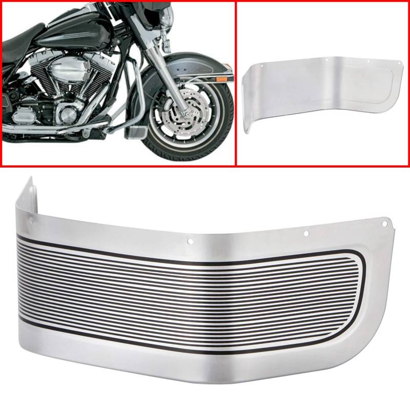 Bid4ze Chrom Front Fender Trim Schirt Motorrad Aluminium Front Fender Schirt Kompatibel mit Harley Electra Glide FLHT, Road King FLHR, Street Glide FLHX, Road Glide FLTR, Tri Glide FLHTCUTG 2014–2023 von BID4ZE