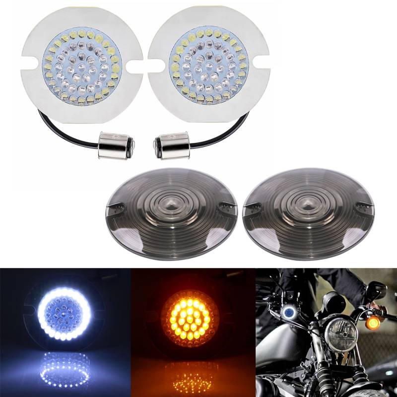 Bid4ze LED-Frontblinker mit rauchfarbenem Glas, für Harley Electra Glide Heritage Softail Road Glide Road King Street Glide Tour Glide Ultra Limited von Bid4ze