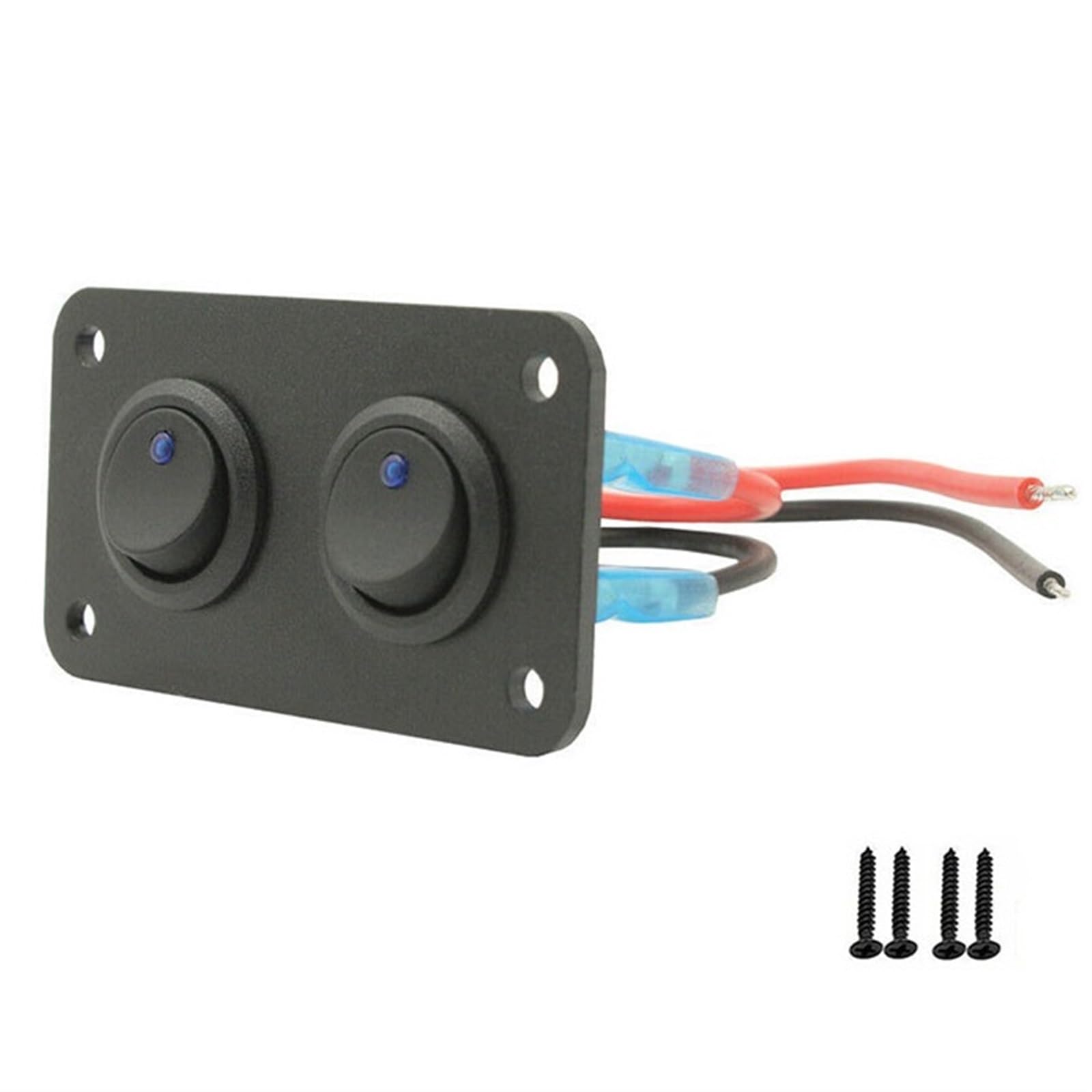 12V 1-4 Gang Kippschalter Panel USB Auto Boot Marine RV Lkw Blaue LED Styling Zubehör Marine Wippschalter(2 buttons) von Bieqiair