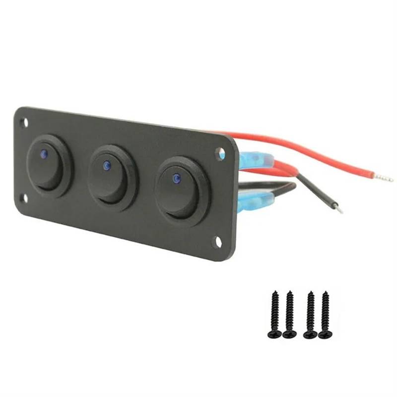 12V 1-4 Gang Kippschalter Panel USB Auto Boot Marine RV Lkw Blaue LED Styling Zubehör Marine Wippschalter(3 buttons) von Bieqiair