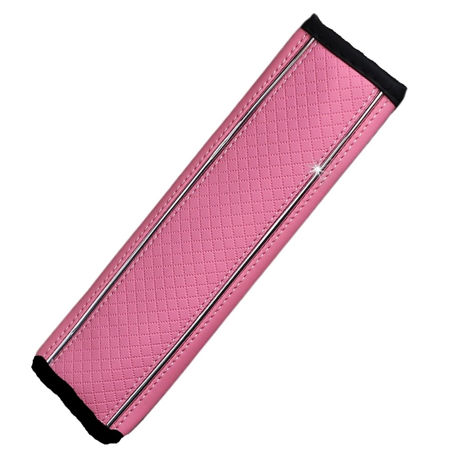 1PU Leder Plaid Geprägte Metall Silber Bar Blingbling Glitter Auto Sitz Gürtel Schulter Abdeckung Versicherung Mit Auto Innen Liefert(Pink) von Bieqiair