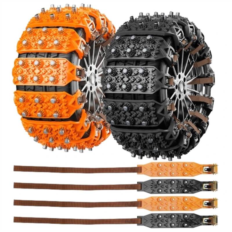 2-6PC Auto Reifen Rad Kette Anti Skid Schnee Ketten Winter Outdoor Schnee Reifen Notfall Anti-Skid Ketten For Auto Reifen Breite 165-275mm(Orange 4Pcs) von Bieqiair