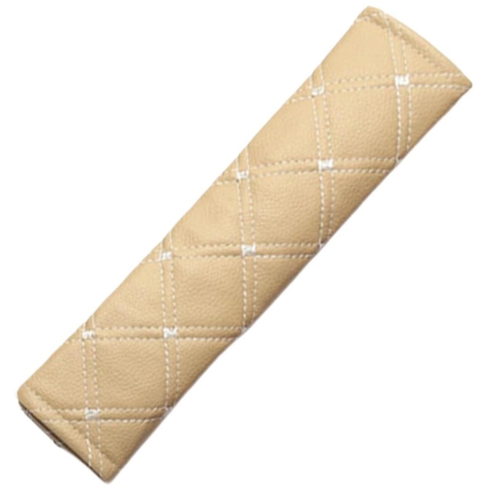 Sicherheitsgurtkissen, Bequeme Bezüge for Das Auto, Gestepptes Muster, Schultergurtpolster, Belüftetes Mikrofaser-Leder, Autozubehör(Beige) von Bieqiair