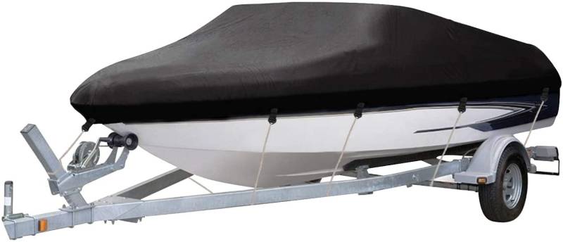 Big Ant 600D Bootsabdeckung Persenning, 100% Wasserdicht Bootspersenning, Staubdichte UV-beständige Bootsplane für Yacht Schnellboot Angelboot V-Rumpf - 17 x 19 FT von Big Ant