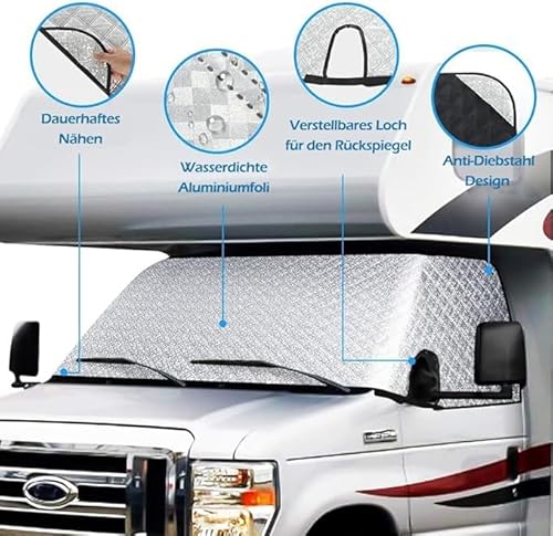 Big Ant Frontschutzplane FIAT Ducato wohnmobil, Schneedichte Regendichte Thermomatte Außenisoliermatte für FIAT Ducato ab Baujahr 2006，RV Fensterabdeckungen von Big Ant