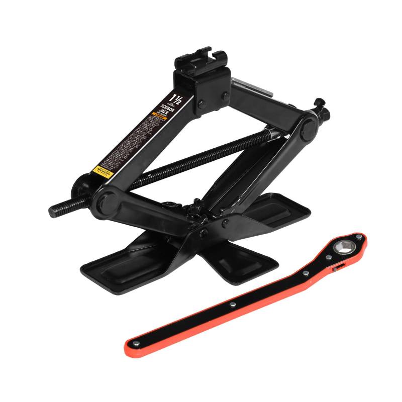 BIG RED AST10202SR Torin Wide Base Cross Car Scissor Jack: Steel Portable Quick Lift Tire Jacks Include Ratchet Wrench for Car, Truck, Sedans and MPV, 1.5 Tonnen (1.4 kg) Capacity, Black von Big Red