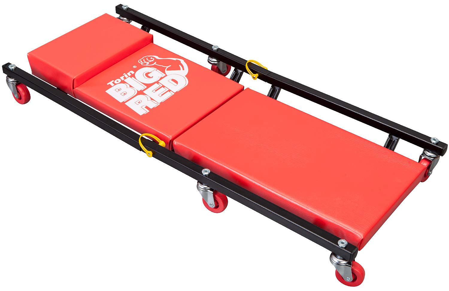 Big Red Rollende Garage/Laden-Creeper: 2-teilig, 91,4 cm, gepolsterter Mechanikerwagen mit Kopfstütze und 6 Rollen, rot, AR7565B, Torin von Big Red