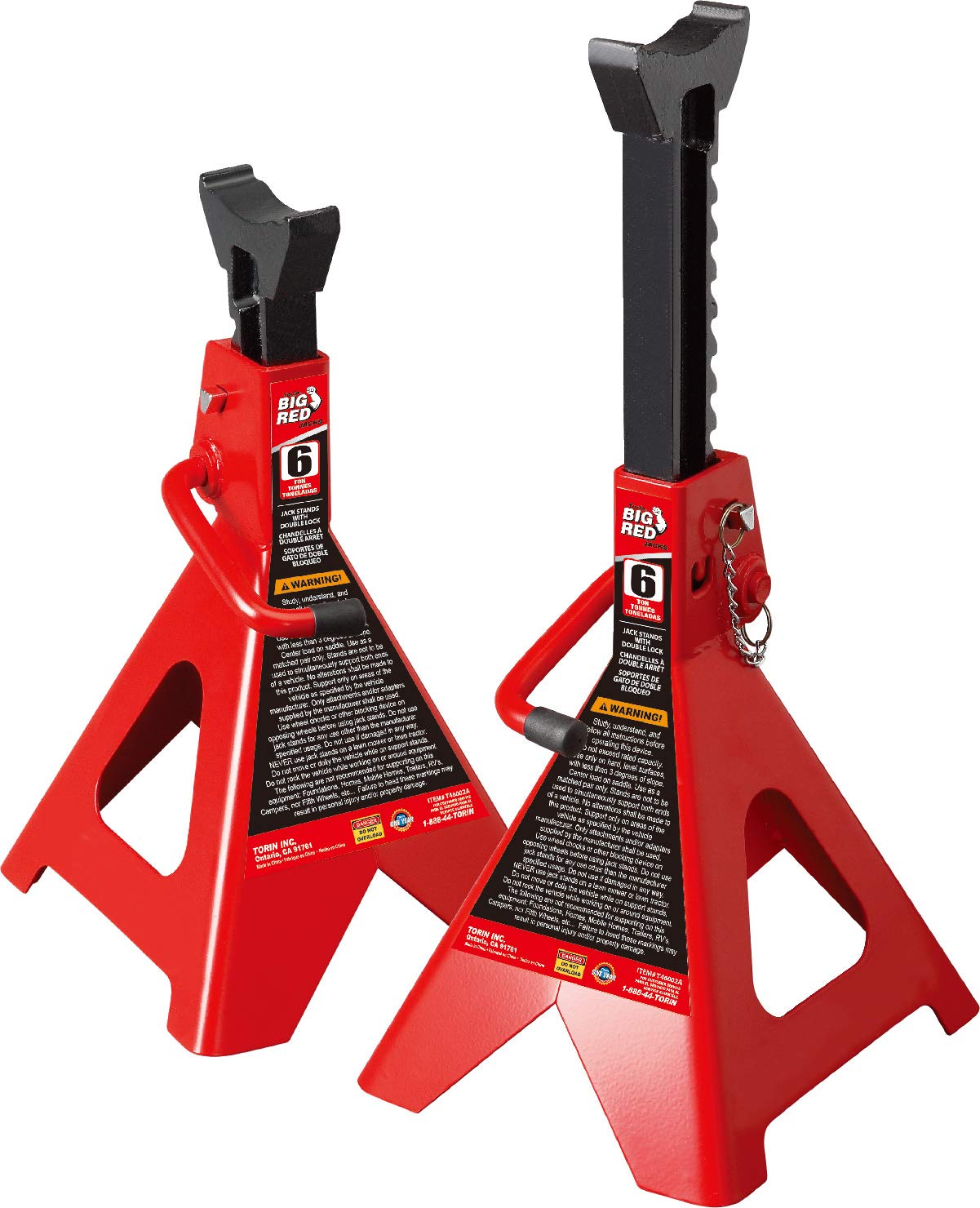 BIG RED T46002A Torin Steel Jack Stands: Double Locking, 6 Ton (12,000 lb) Capacity, Red, 1 Pair von Big Red