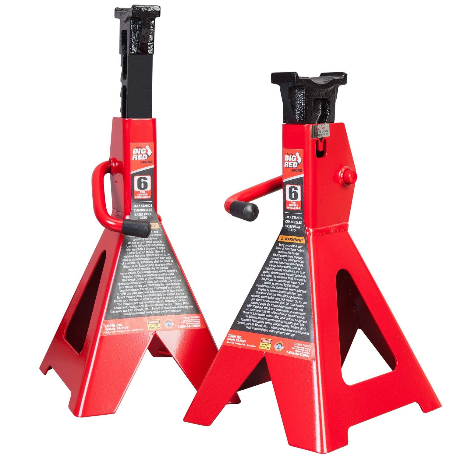 BIG RED T46202-2 Torin Steel Jack Stands 6 Tonnen Kapazität rot 1 Paar von Big Red