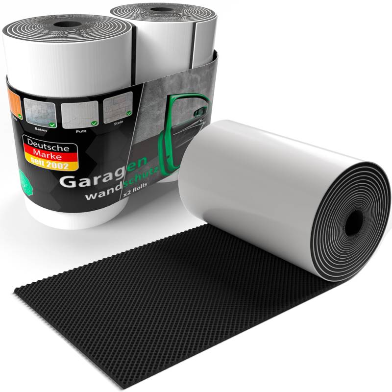 BigDean 2 Rollen Garagen Wandschutz selbstklebend 200x20x0,5cm – extra Dicker Türkantenschutz Auto zuschneidbar Schwarz von BigDean