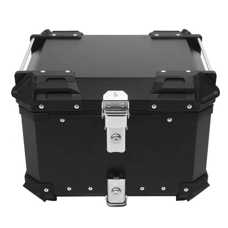 BigKing Motorrad Heckbox, Universal Schwarz Motorrad TopcaseProfessionelle CNC Aluminiumlegierung Aufbewahrungsbox Universal Top Case (Schwarz, 45L) von BigKing