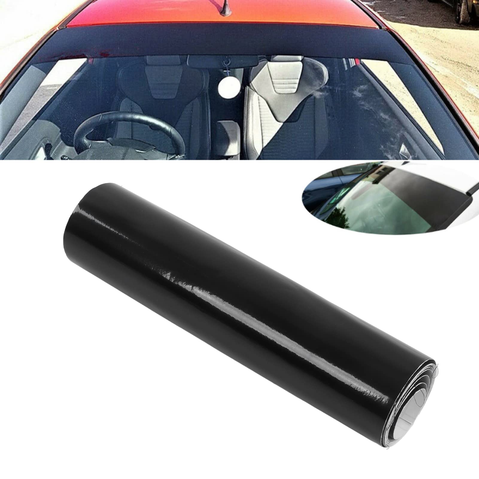 BigKing Sonnenschutzstreifen Auto Tuning, aus PVC, schwarze glänzende Sonnenschutzstreifen für Auto Universal 140 × 20 cm von BigKing