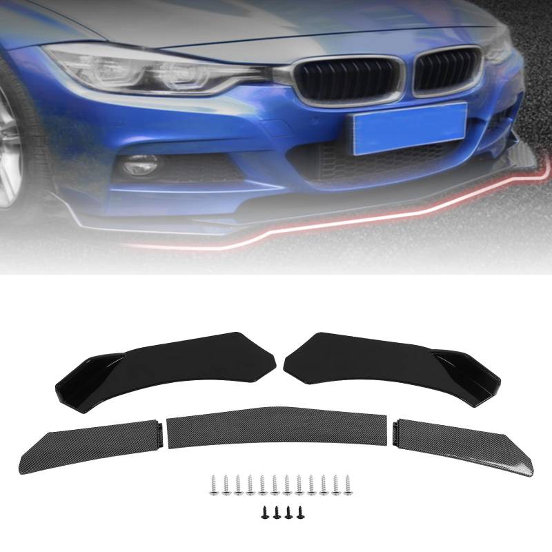 Frontsplitter, 5 Stück Frontstoßstangenlippen-Körper-Kit Universal-Frontstoßstangenspoiler Seitenlippensplitter Spoiler Diffusor Canard Protector für Auto von BigKing