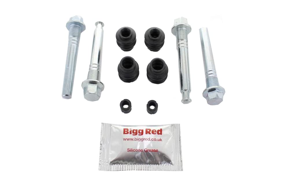 Bigg Red Bremssattel Schieber Bolzen Set Hinten Links & Rechts, Komplett Reparaturset, Verzinkt Für Citroen C-Crosser, Peugeot 4007, Jeep Patriot, Kompass, Mitsubishi ASX, Grandis, Lancer, Outlander von Bigg Red