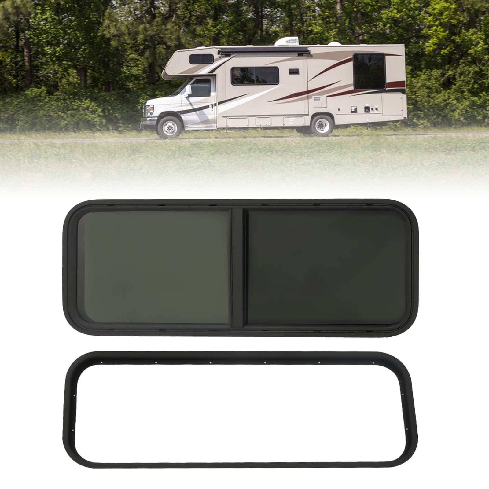 Wohnmobilfenster Wohnwagen Fenster Dachfenster Camper Ausstellfenster Mit Bildschirmfenster Camper Fenster,Geeignet Für Wohnmobile, Wohnwagen, Campingfahrzeuge(1000x400mm) von Biggittig