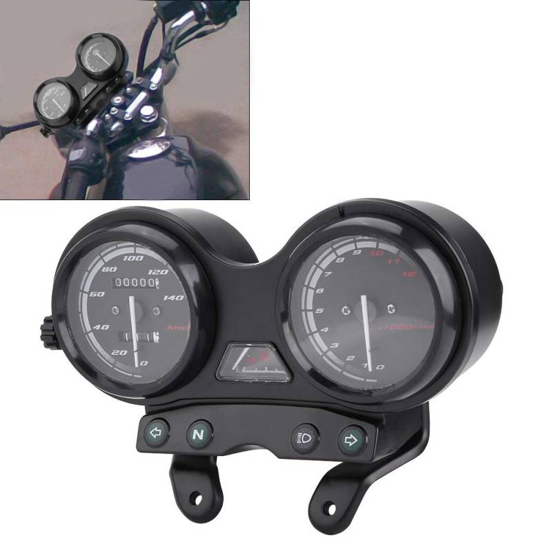 Motorrad-Tachometer, DC 12V Motorrad-Motorrad 12000 U/min LCD-Kilometerzähler Tachometer passend für Yama_ha YBR 125 von BigKing