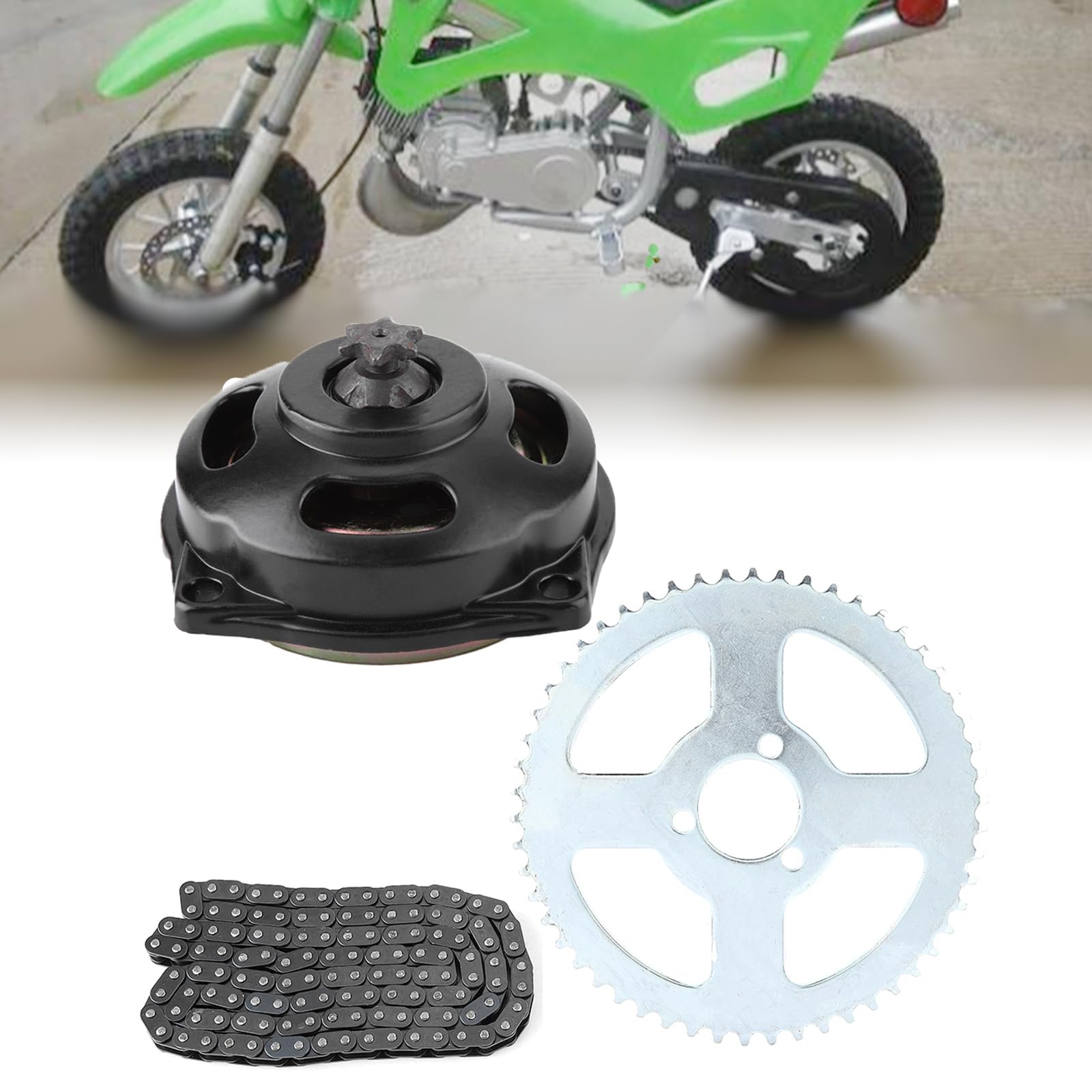 Motorradkettensatz, Antriebssystem T8F Kette & 6T Getriebe & Kettenradsatz für Mini Motorrad 47ccm 49ccm von BigKing