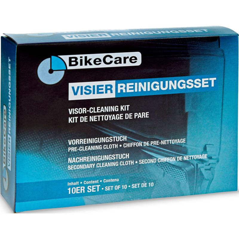 BikeCare Motorradhelm-Pflege, Motorradhelm-Pflegemittel Visier-Reinigungstücher 10er Pack, Unisex, Multipurpose, Ganzjährig, Helm Reinigungs Set von BikeCare