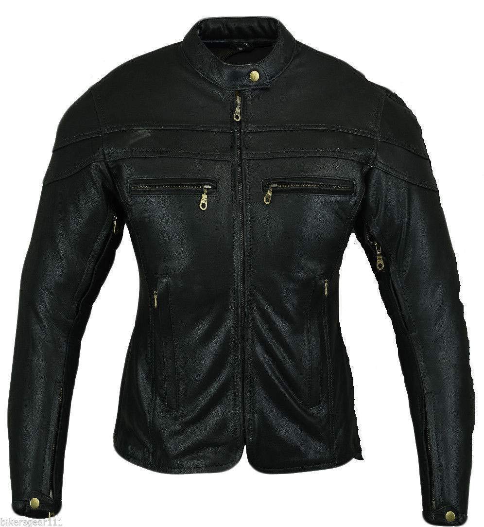 Australian Bikers Gear - Sturgis Tour - Damen Motorrad-Lederjacke - Protektoren- UK 24 (54 EU) 6(XL) von Bikers Gear