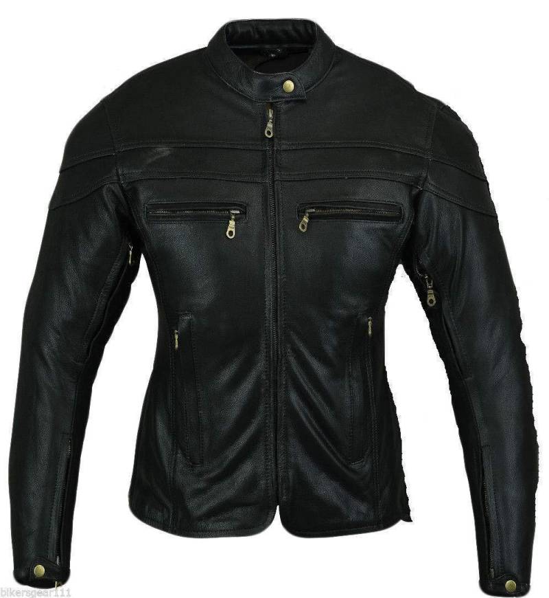 Australian Bikers Gear - Sturgis Tour - Damen Motorrad-Lederjacke - Protektoren- UK 24 (54 EU) 6(XL) von Bikers Gear