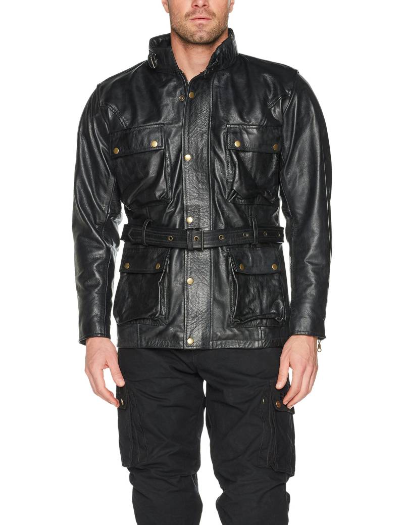 Biker Gear Klassische Vintage Trail Blazer CE1621-1 PU Rüstung Motorrad Gewachste & geölte Alter behandelt Lederjacke - Schwarz - 5XL von Bikers Gear Australia